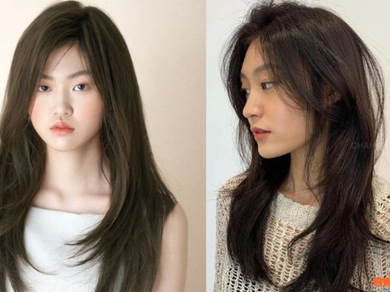 Tóc nữ đẹp layer dài cho mặt trái xoan