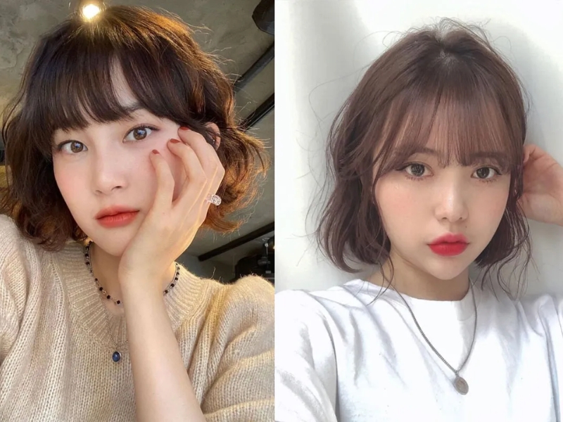 Tóc nữ đẹp dập sóng ngắn cho mặt kim cương